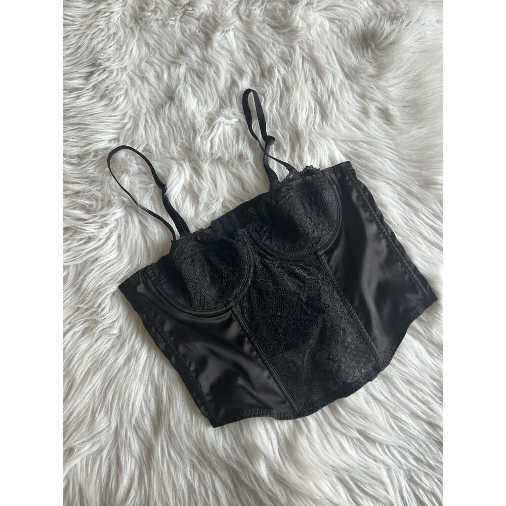 Sincerely Jules Size Medium Black Lace Corset Top Boned Preowned